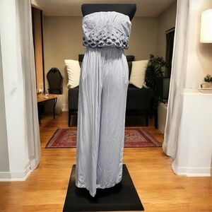 Jessica Simpson Elegant Strapless Jumpsuit in Light Blue